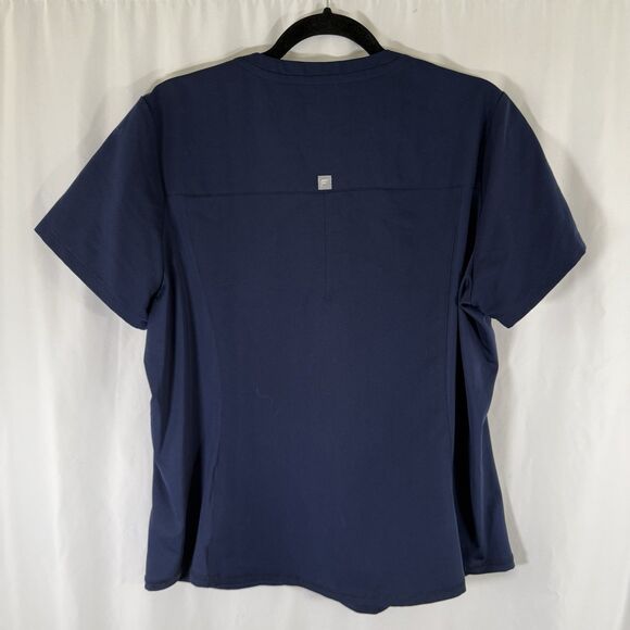 Fabletics Scrub Top Women's XL Navy Blue Vneck Short Sleeve Pockets - Picture 7 of 8